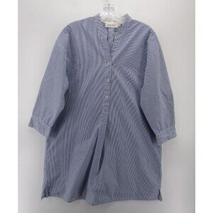Mer Sea Top Small Medium White Tunic Shirt Striped 1/2 Button Preppy